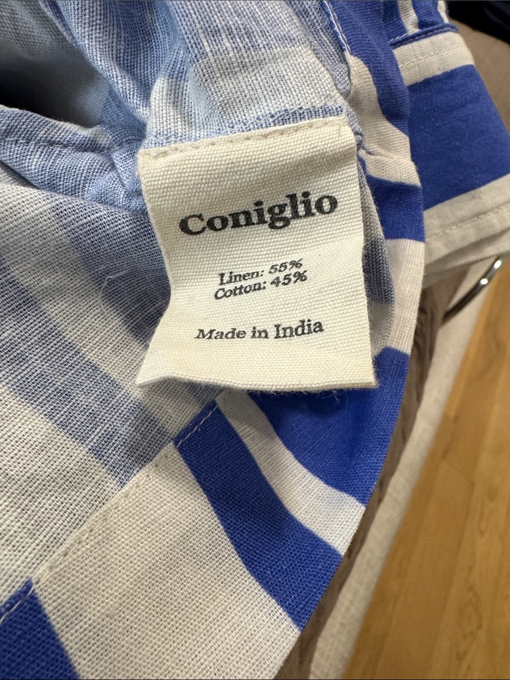 Blue and Cream Geometric Button-Up Shirt by Coniglio of Palm Beach - Picture 4 of 7